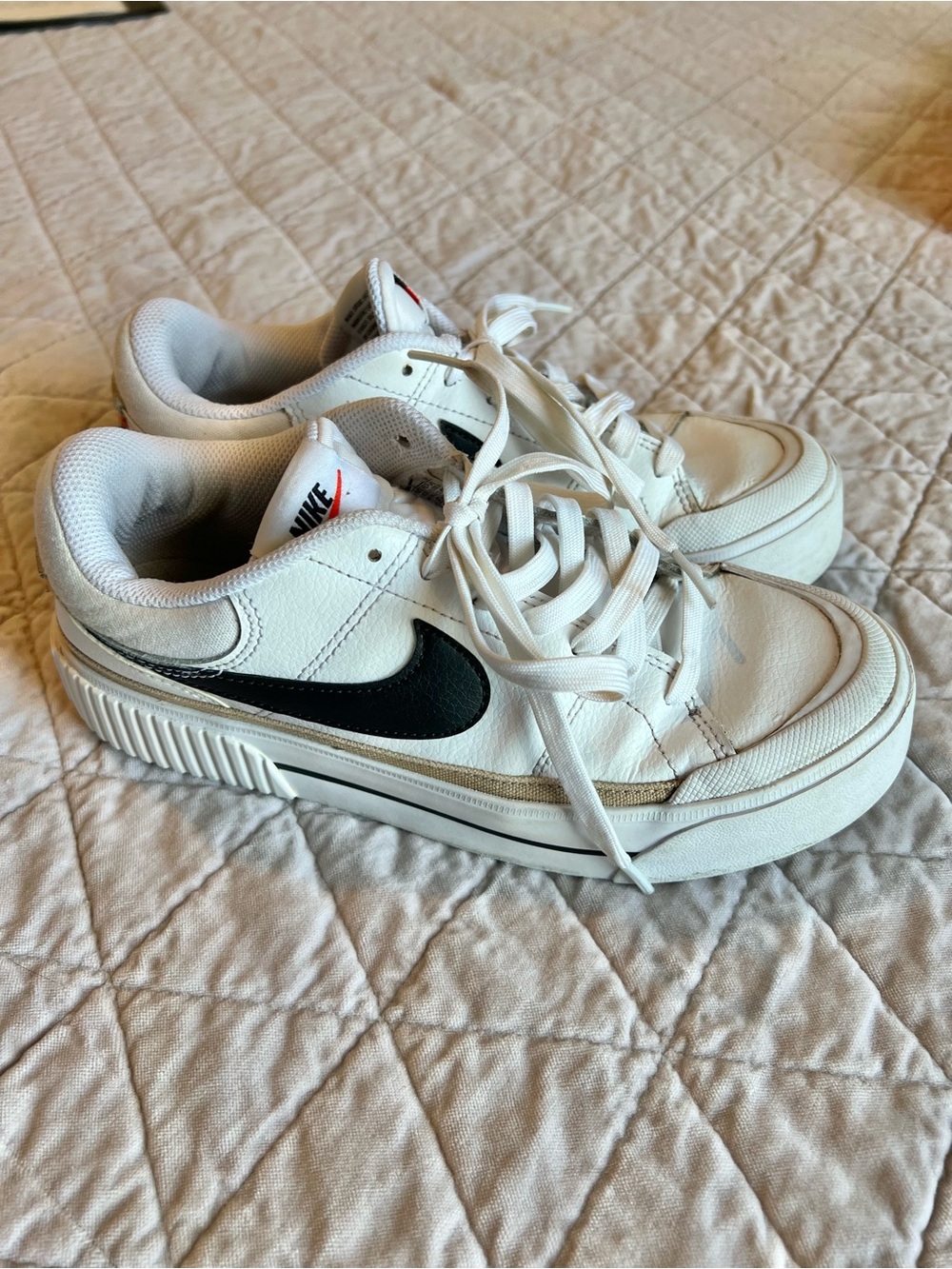 Women’s Nike Court Legacy Lift Low Top Black White Platform Sneakers DM7590-100